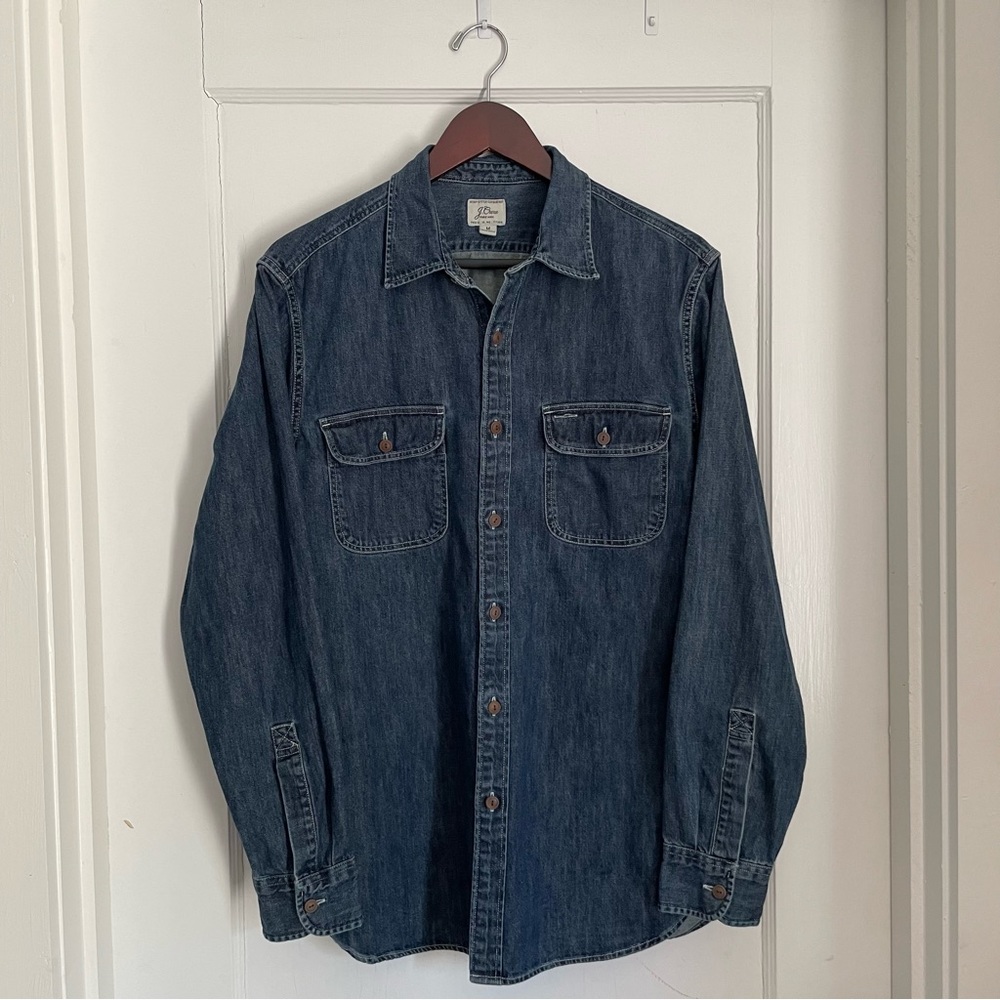 J.Crew Classic Fit Midweight Denim Workshirt in Dark Wash (Medium)